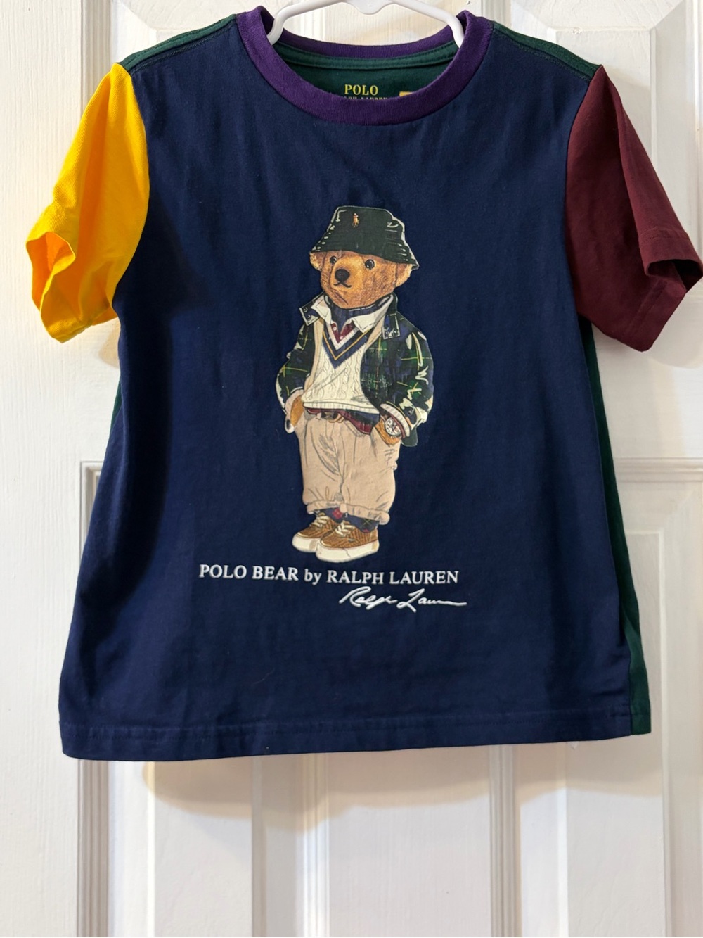 Polo Ralph Lauren Boys' Navy Polo Bear Graphic Color-Block T-Shirt Size 4T